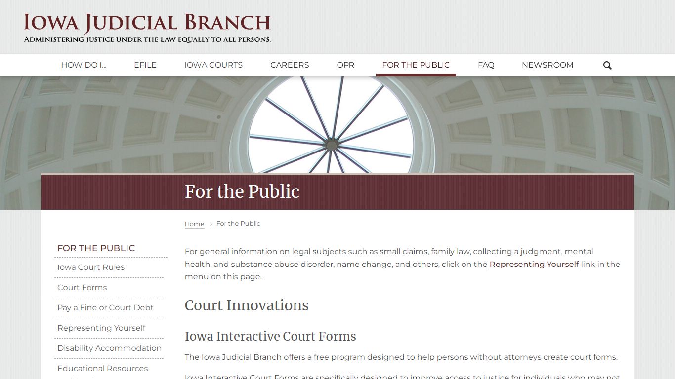 For the Public | Iowa Judicial Branch - iowacourts.gov